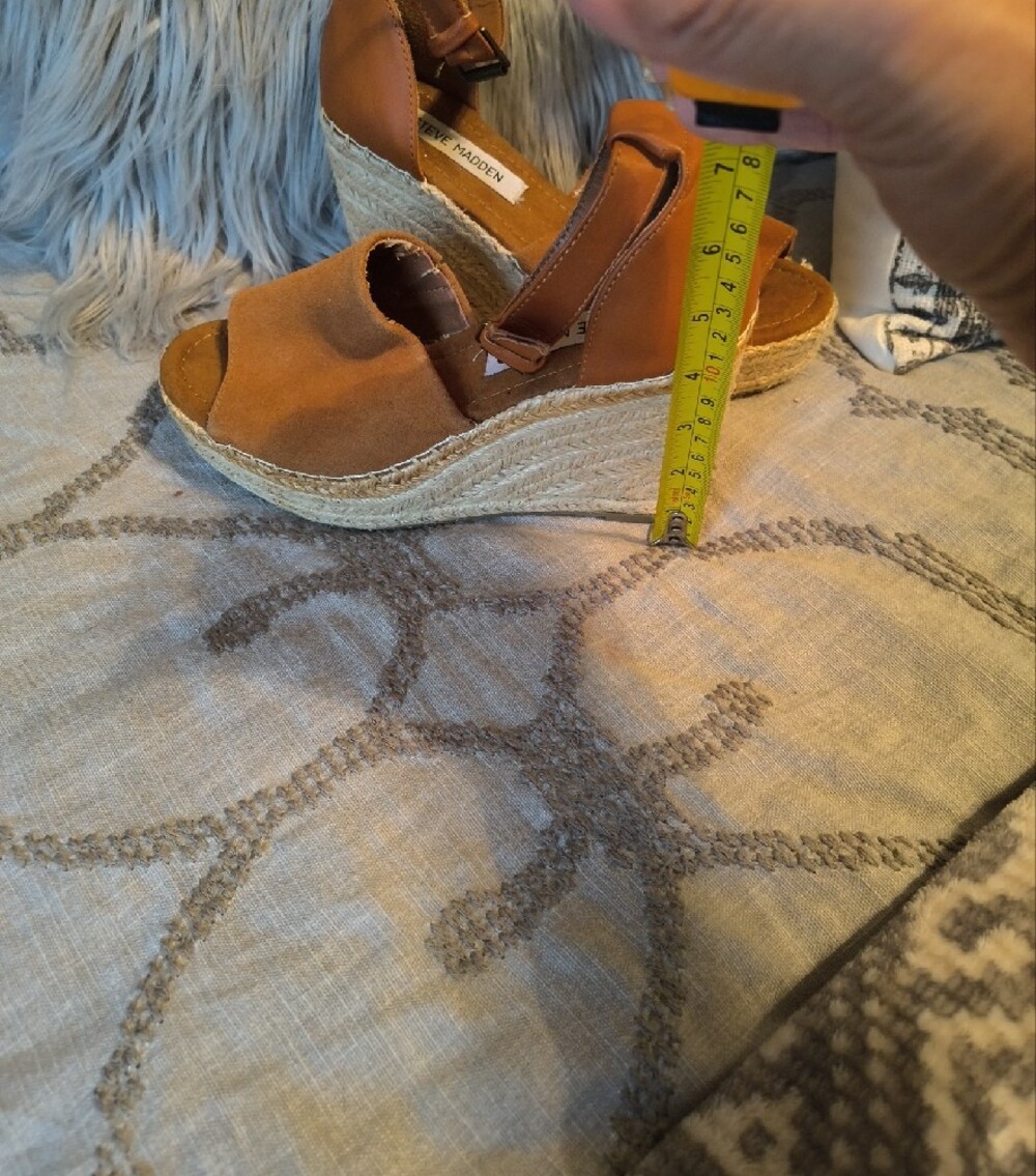 Steve Madden Copper Suede Espadrille Wedge Sandals with Ankle Strap - Picture 12 of 16